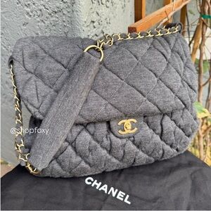 Chanel Maxi Jersey Bubble Single Flap Quilt Shoulder Bag